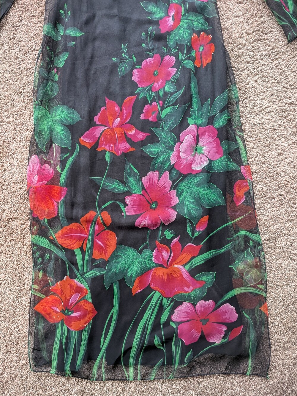 Miss Elliette Vintage Sheer Floral Long Sleeve Maxi Dress Rare Medium - Picture 5 of 12